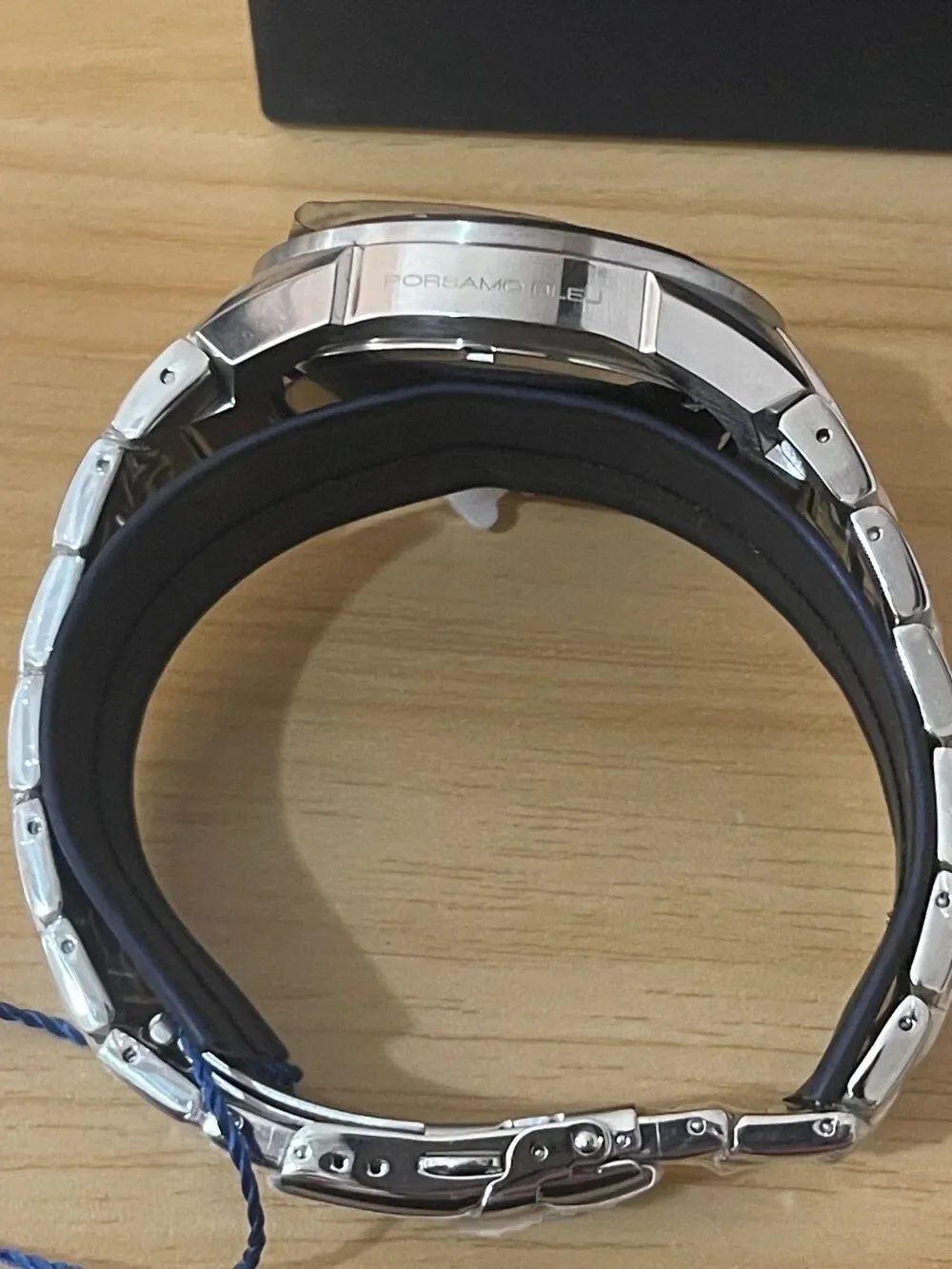Porsamo Bleu Men’s Stainless Steel Watch with Blue Accents